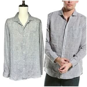 HIHO | Men | 100% Linen Striated Relaxed Caribbean Button Up Shirt | Size XL
